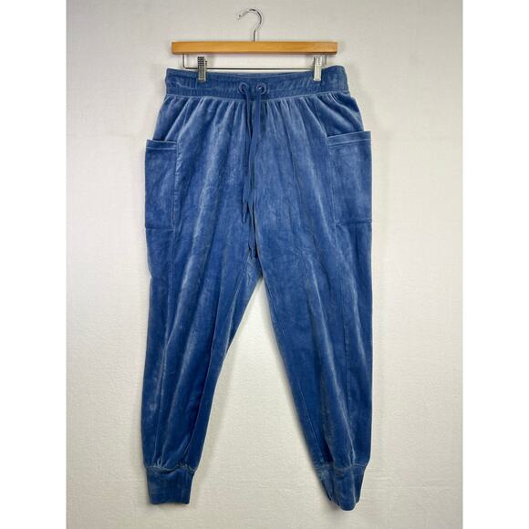 Woman's Offline By Aerie Blue After Party Velvet Velour  Jogger Pants - Size M - Picture 1 of 8